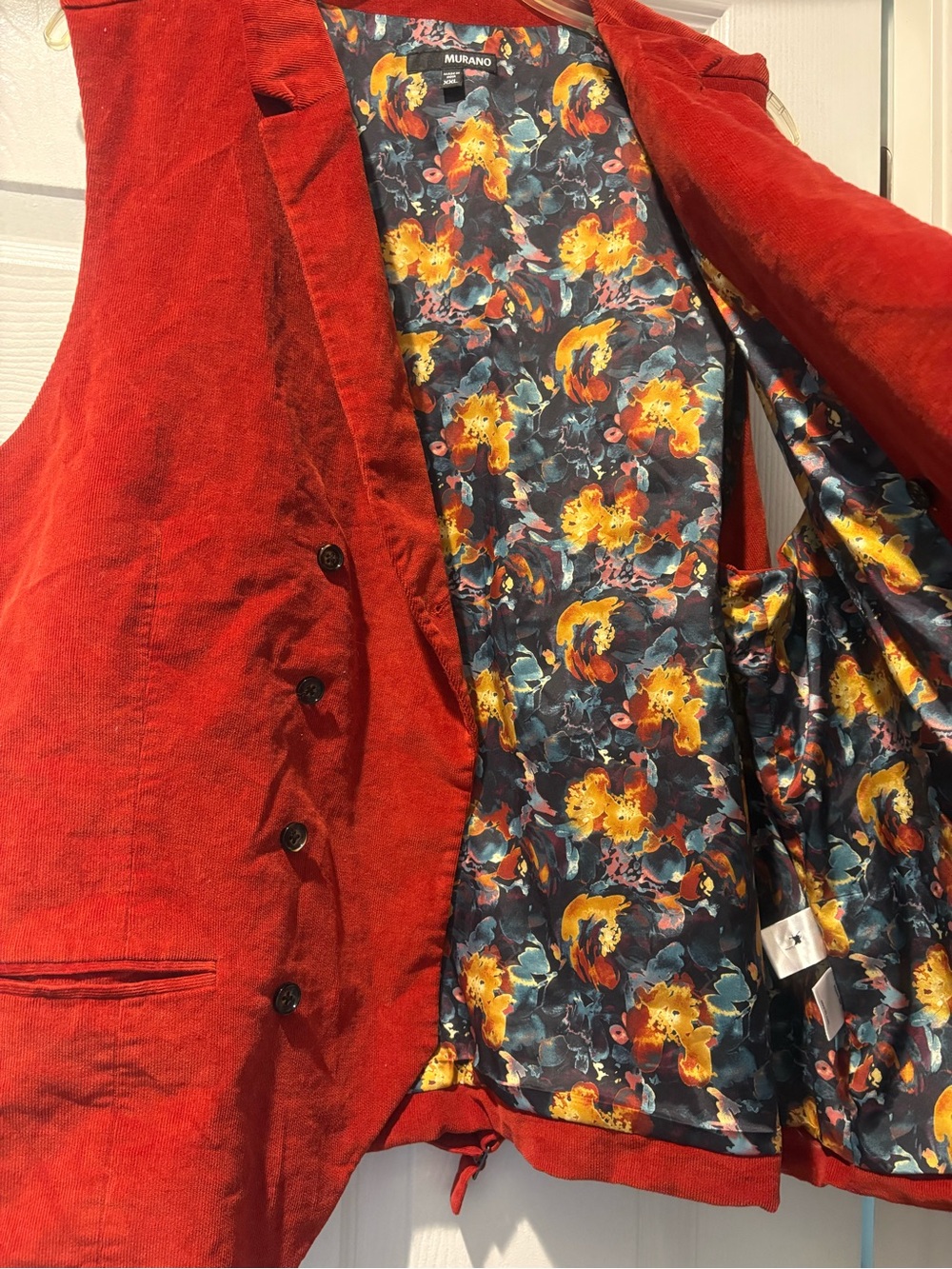 Murano Multicolor Floral Lined Vest with Button Detail - Picture 2 of 7